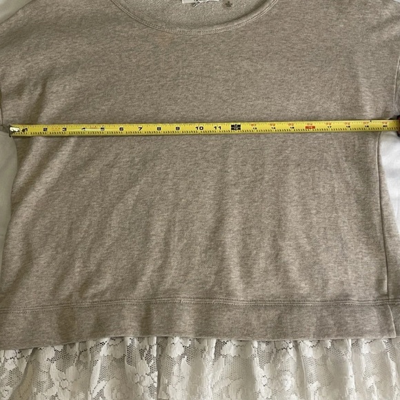 89th & Madison Beige Sweatshirt with Lace Hem - Picture 6 of 8